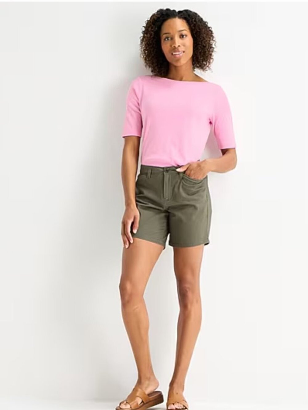 St. John's Bay Womens 7" Chino Short "Oregano" color